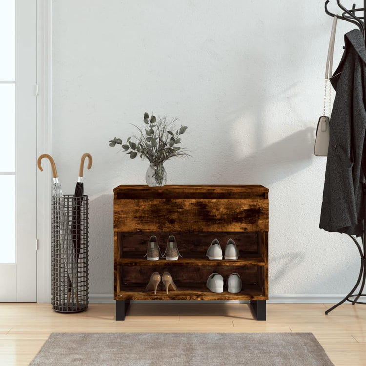 Armoire à chaussures Vidaxl 70x36x60 cm en bois de bois de chêne fumé coloré