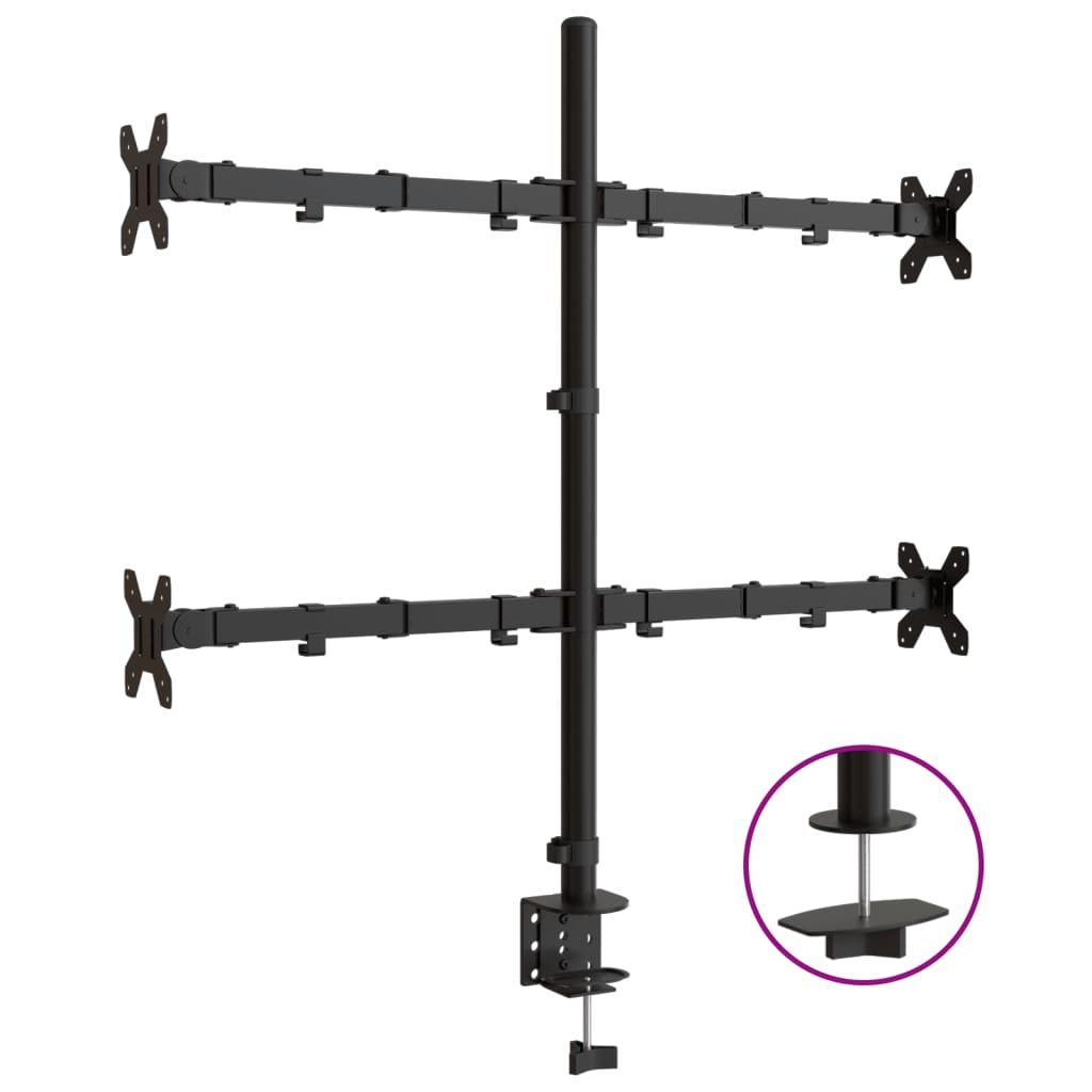 Support de moniteur Vidaxl Vesa 75 100 mm en acier noir