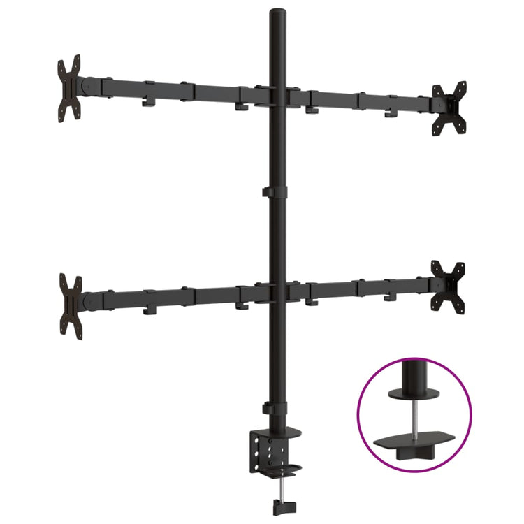 Support de moniteur Vidaxl Vesa 75 100 mm en acier noir