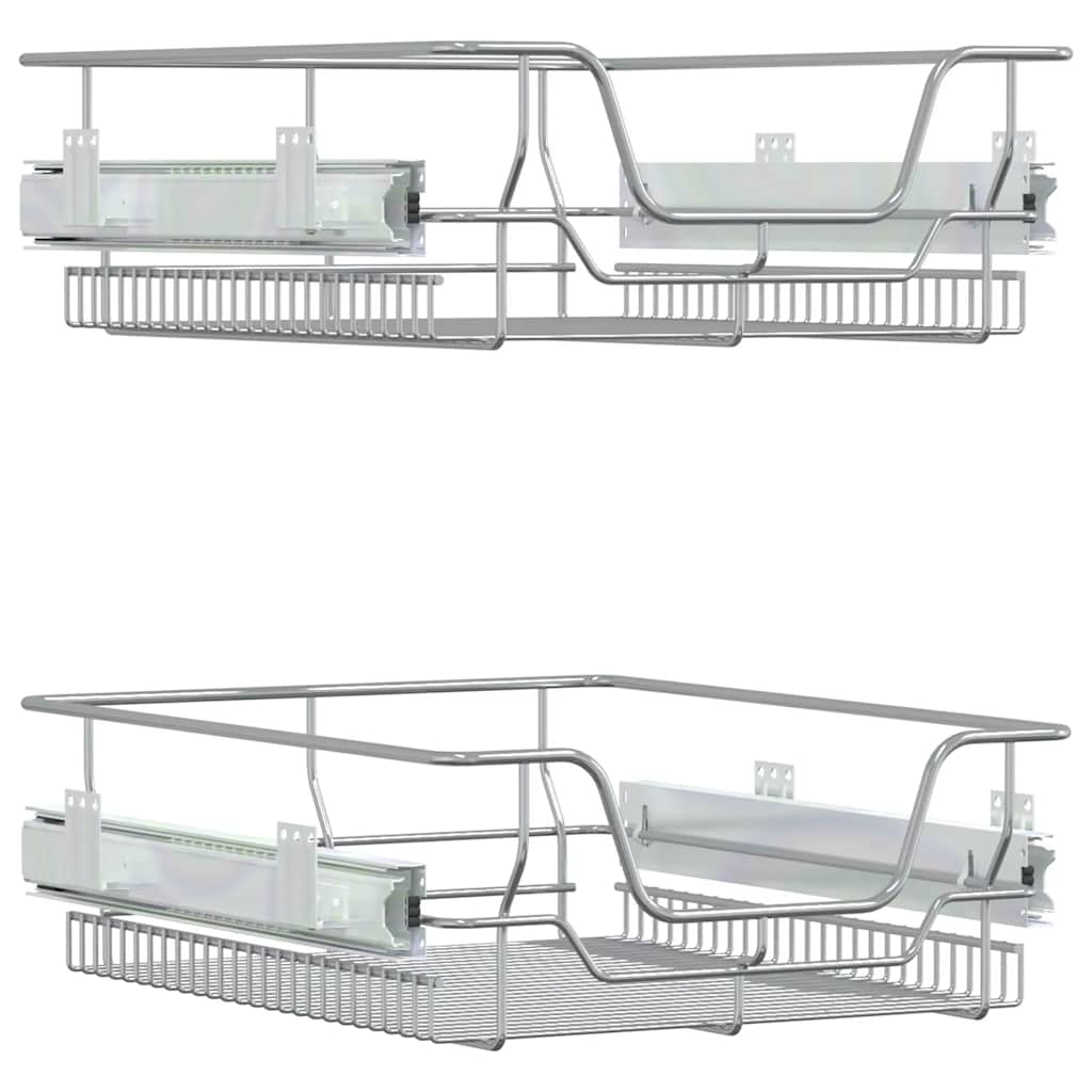 Les paniers de fil vidaxl s'étendent sur 2 pcs 45 cm en argent de couleur