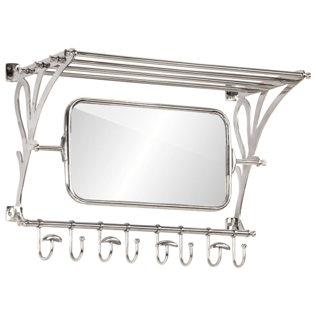 Rack de bagages Vidaxl avec des cintres et du mur de miroir en aluminium