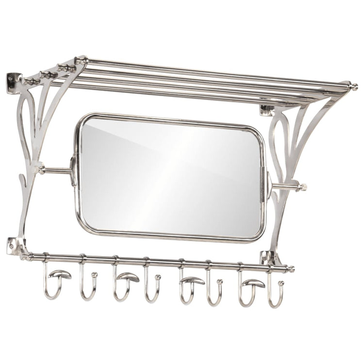 Rack de bagages Vidaxl avec des cintres et du mur de miroir en aluminium