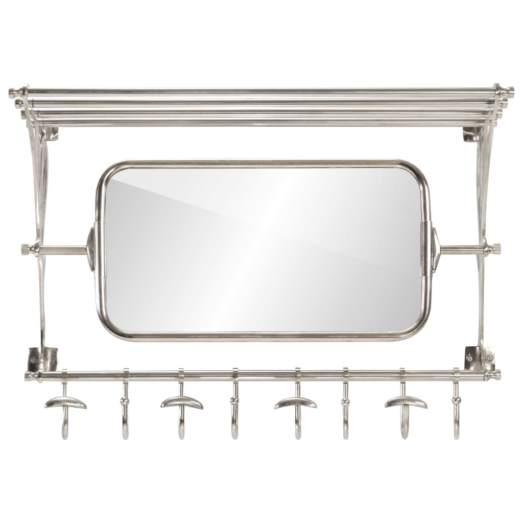 Rack de bagages Vidaxl avec des cintres et du mur de miroir en aluminium