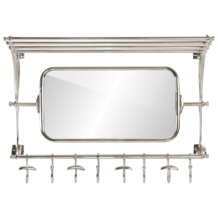 Rack de bagages Vidaxl avec des cintres et du mur de miroir en aluminium