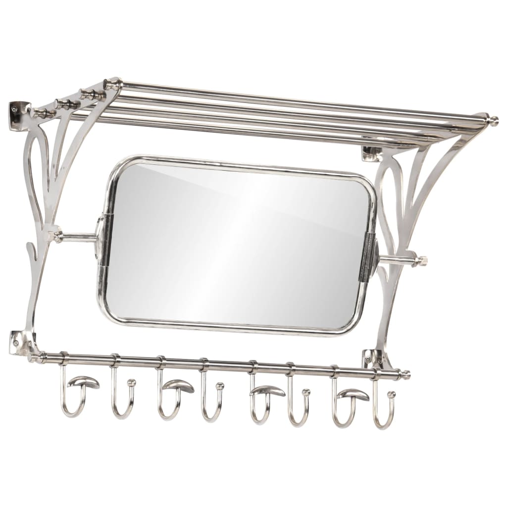 Rack de bagages Vidaxl avec des cintres et du mur de miroir en aluminium