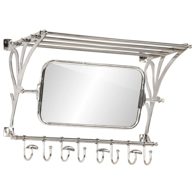 Rack de bagages Vidaxl avec des cintres et du mur de miroir en aluminium