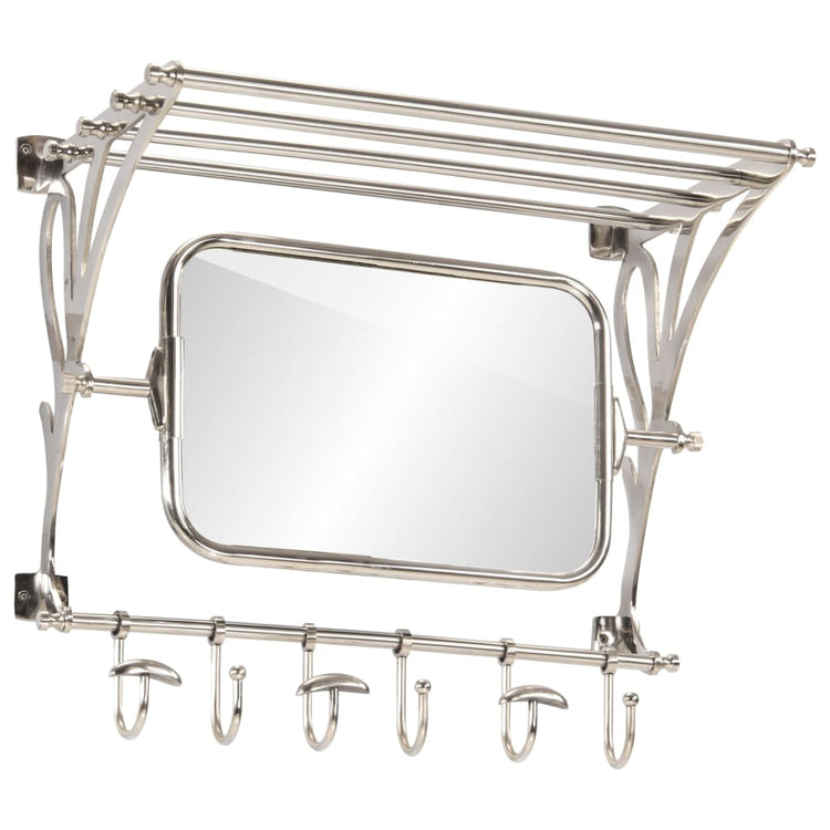 Rack de bagages Vidaxl avec des cintres et du mur de miroir en aluminium