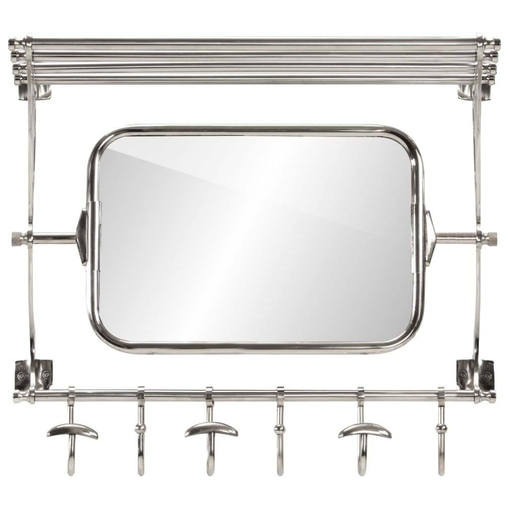 Rack de bagages Vidaxl avec des cintres et du mur de miroir en aluminium