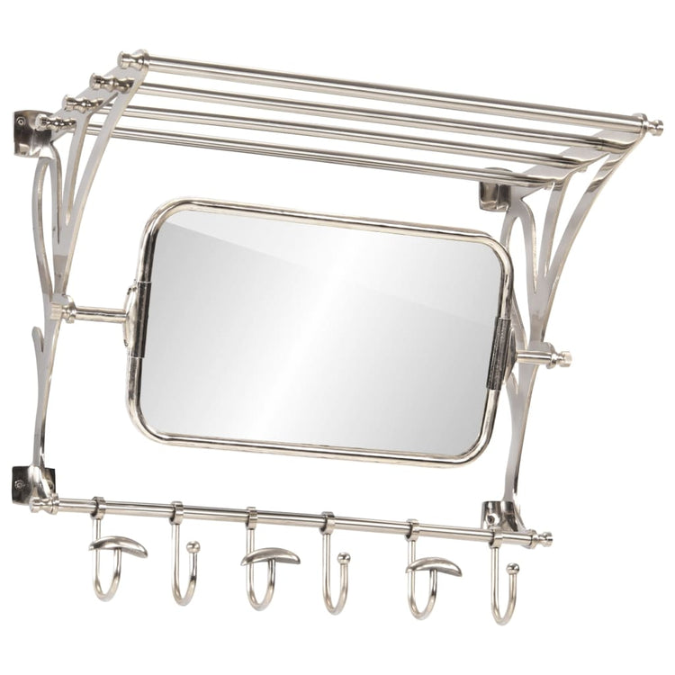 Rack de bagages Vidaxl avec des cintres et du mur de miroir en aluminium