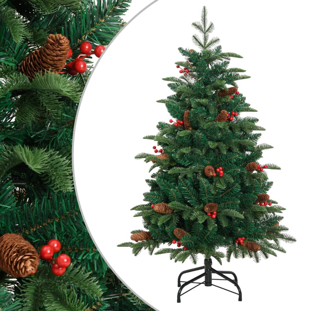 Vidaxl kunstkerstboom avec charnières pins et baies 150 cm
