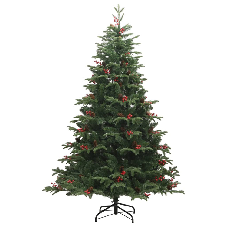 Vidaxl kunstkerstboom avec charnières pins et baies 210 cm