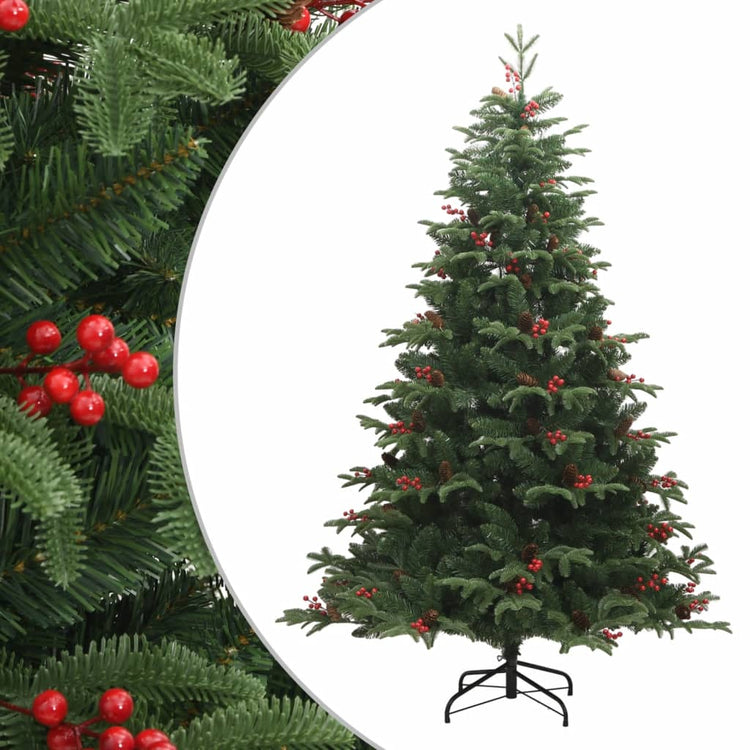 Vidaxl kunstkerstboom avec charnières pins et baies 240 cm