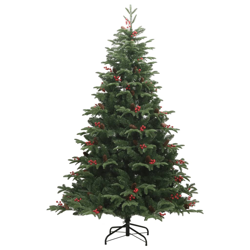 Vidaxl kunstkerstboom avec charnières pins et baies 240 cm