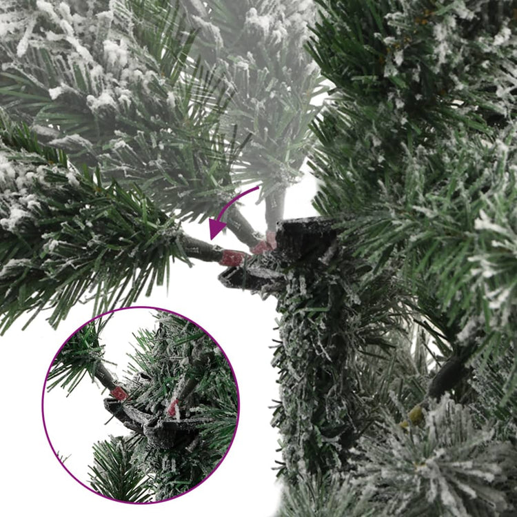 Vidaxl kunstkerstboom avec des charnières et neige 210 cm