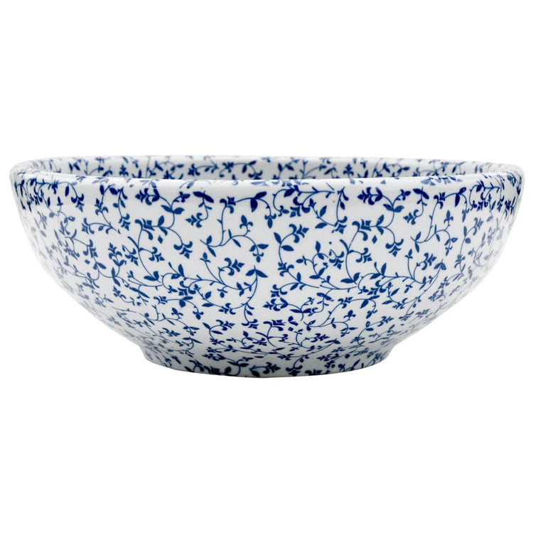 Vidaxx évier à poser rond φ41x14 cm céramique blanc et bleu
