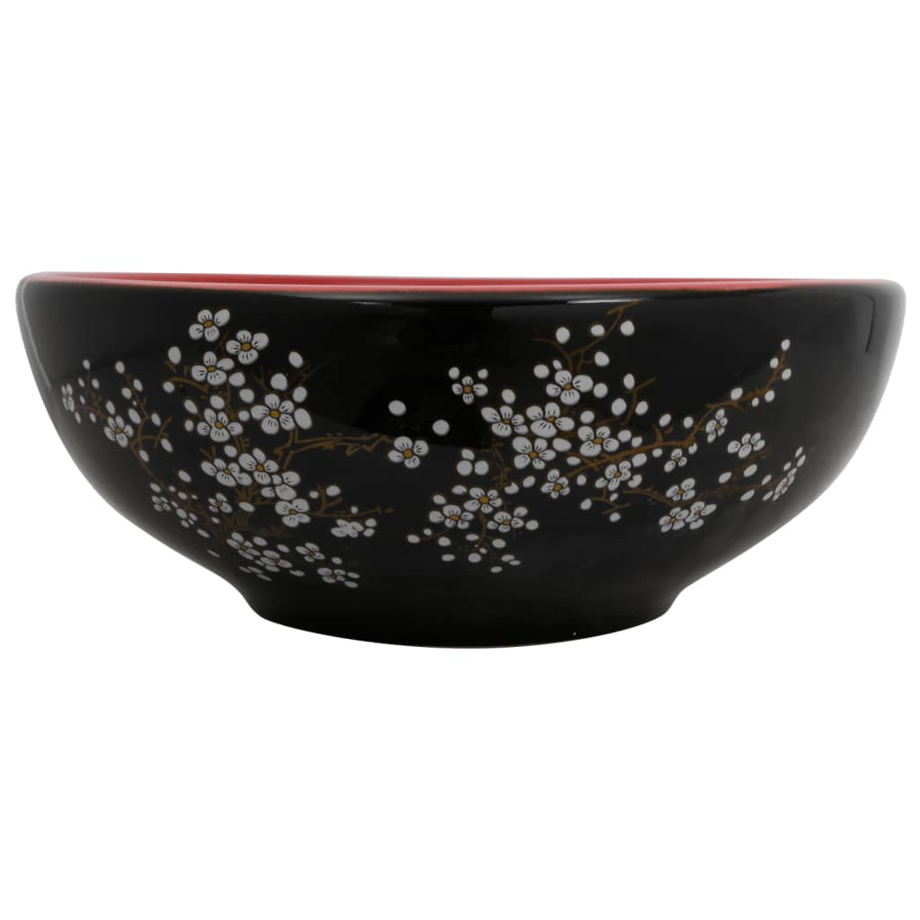 Vidaxx évier à poser rond φ41x14 cm céramique noir et rouge