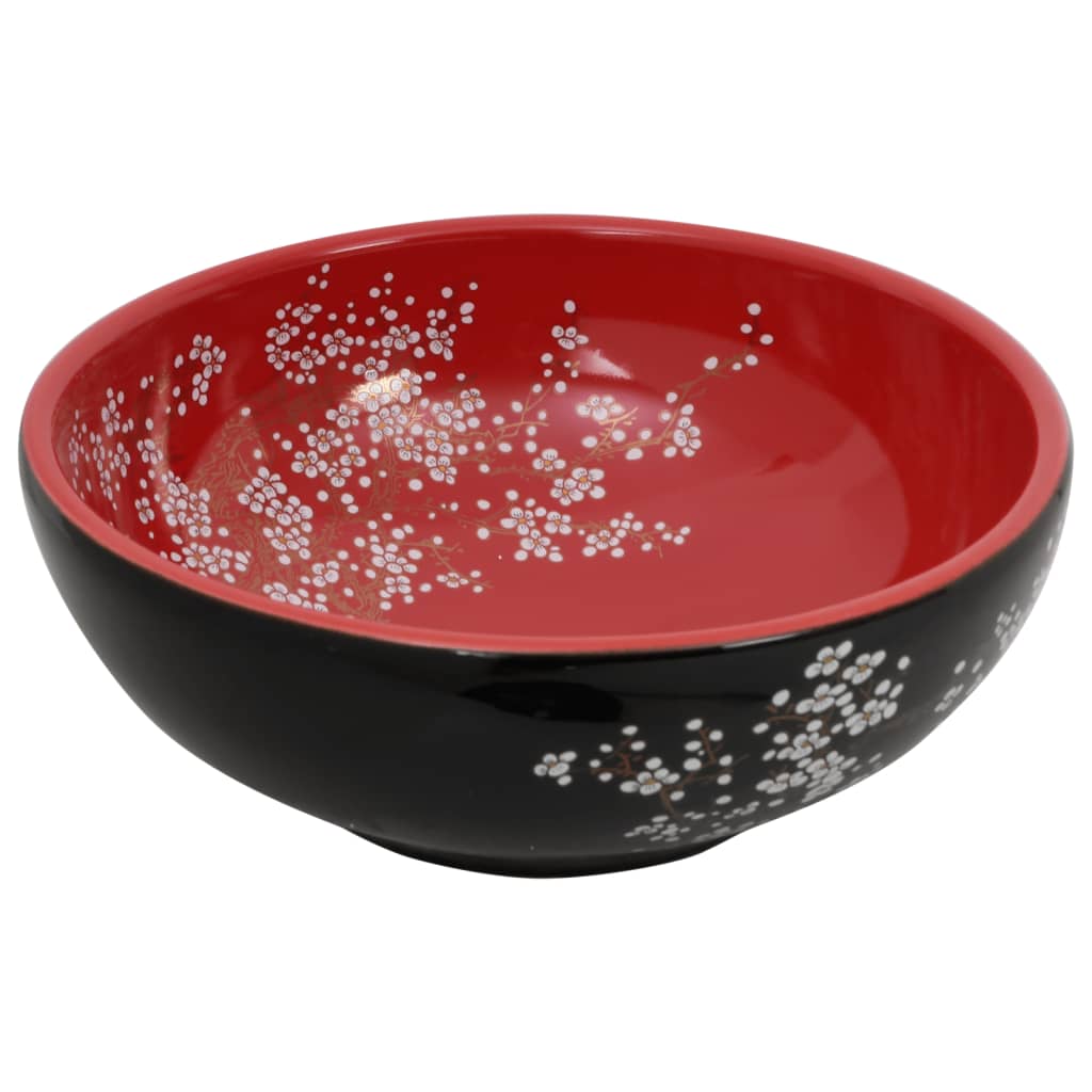 Vidaxx évier à poser rond φ41x14 cm céramique noir et rouge