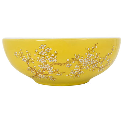La couche Vidaxl étaitker rond φ41x14 cm en céramique blanc et jaune