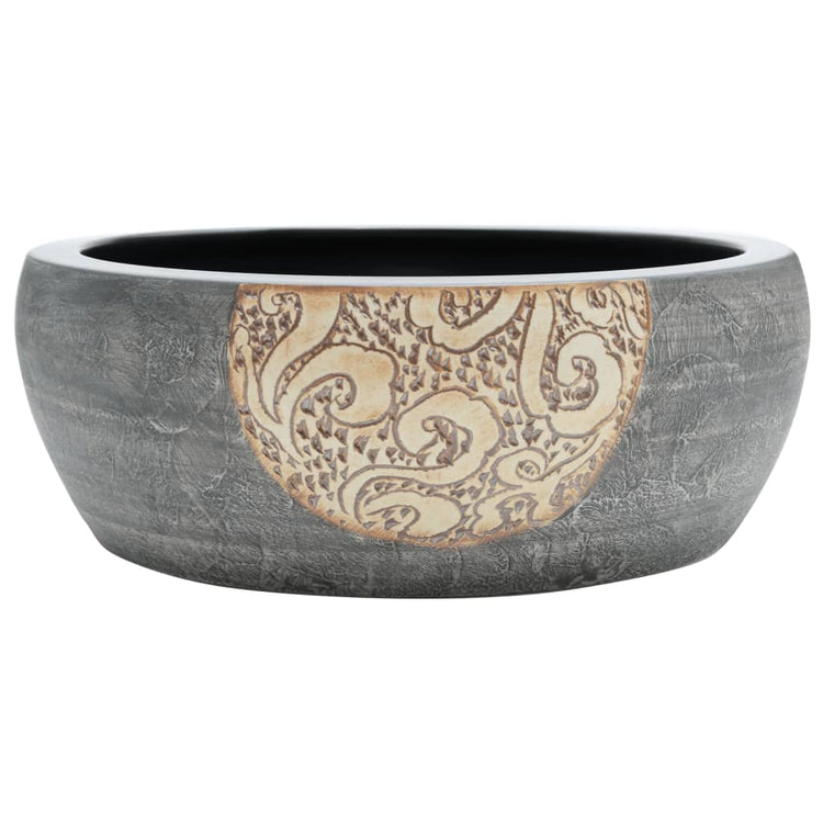 La couche Vidaxl étaitker rond φ41x14 cm en céramique noir et brun