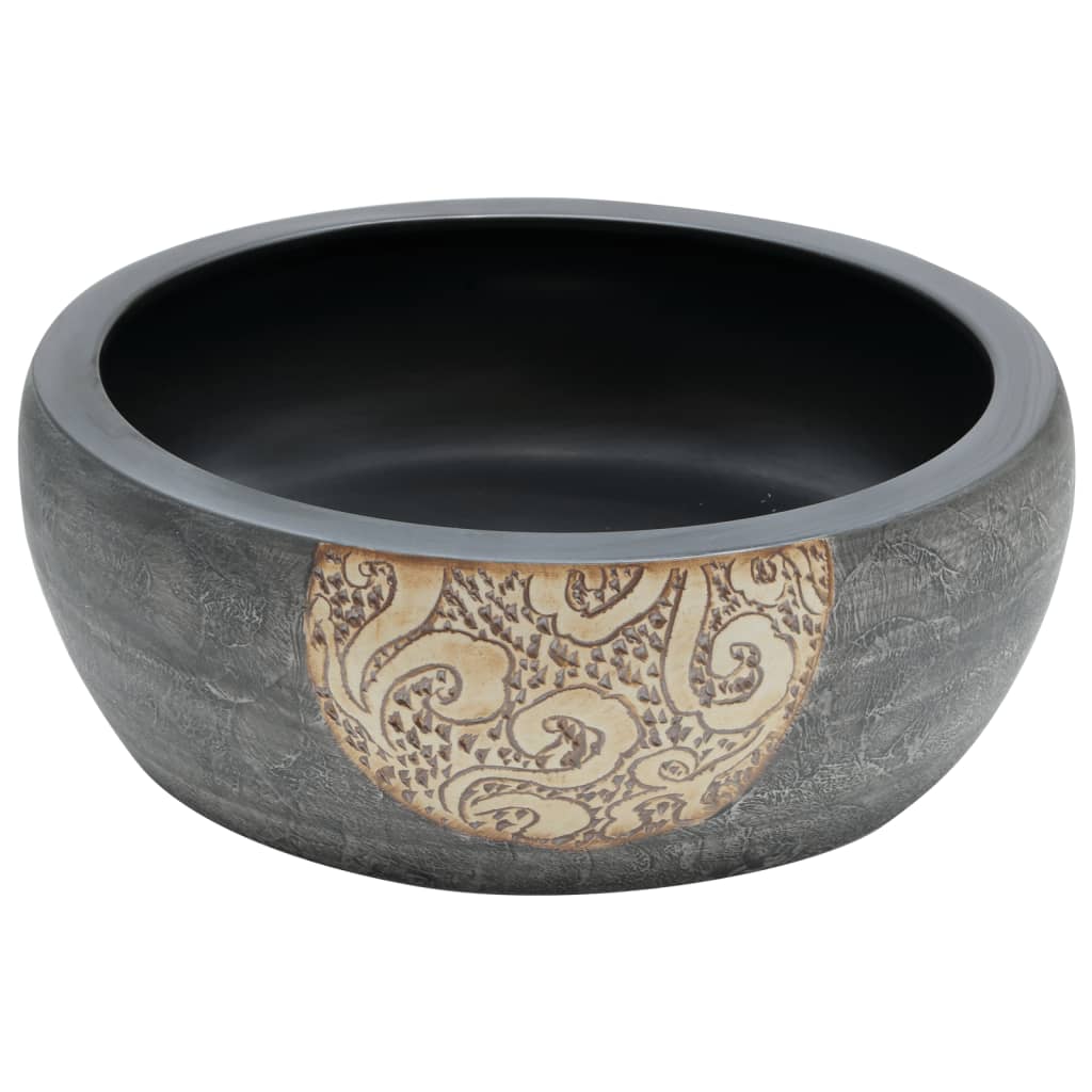 La couche Vidaxl étaitker rond φ41x14 cm en céramique noir et brun