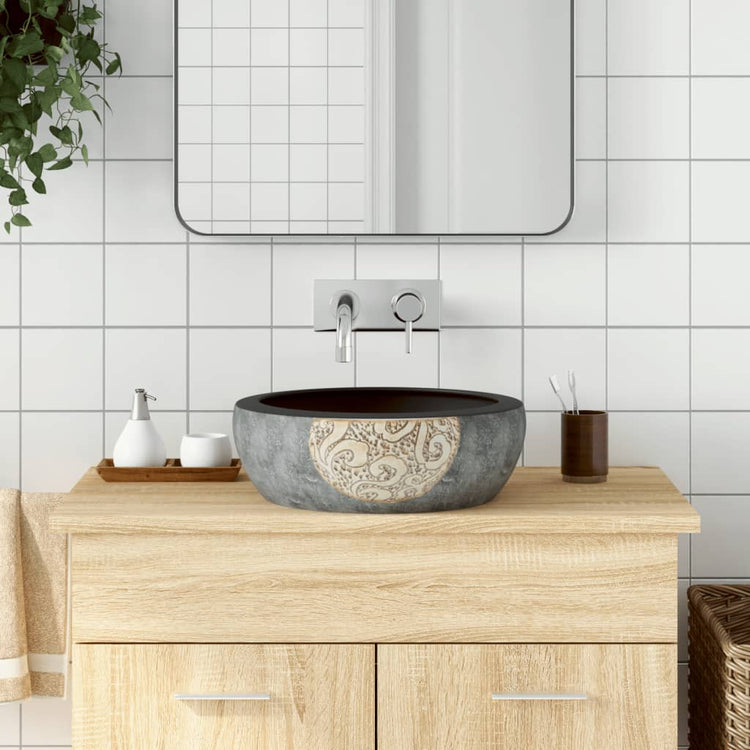 La couche Vidaxl étaitker rond φ41x14 cm en céramique noir et brun