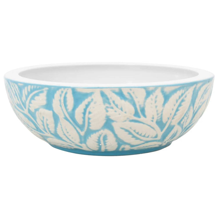 Vidaxx évier à poser rond φ41x14 cm céramique blanc et bleu
