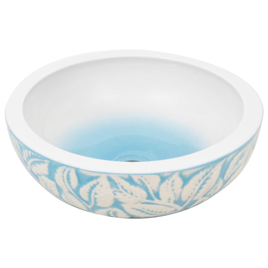 Vidaxx évier à poser rond φ41x14 cm céramique blanc et bleu
