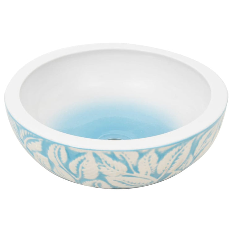 Vidaxx évier à poser rond φ41x14 cm céramique blanc et bleu
