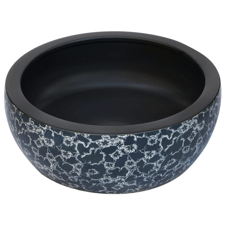 Vidaxl Straction Round φ41x14 cm Céramique noir et bleu