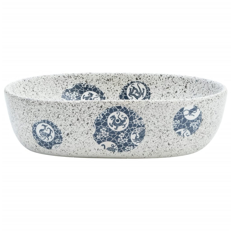 La stracture vidaxl étaitker ovaal 47x33x13 cm gris et bleu céramique