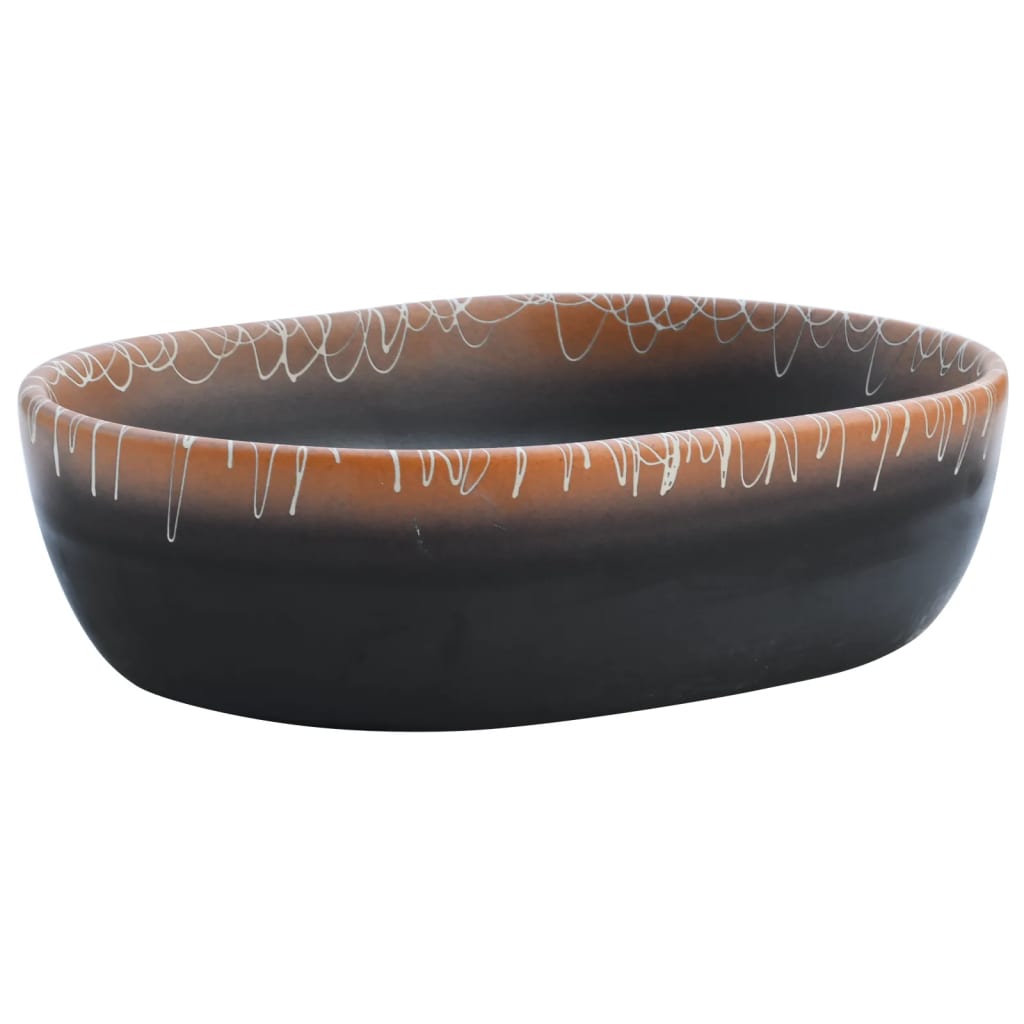 La stracture vidaxl étaitker ovaal 47x33x13 cm en céramique noir et orange