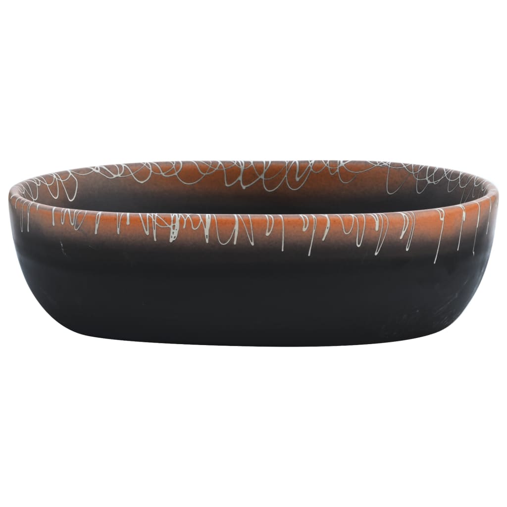 La stracture vidaxl étaitker ovaal 47x33x13 cm en céramique noir et orange
