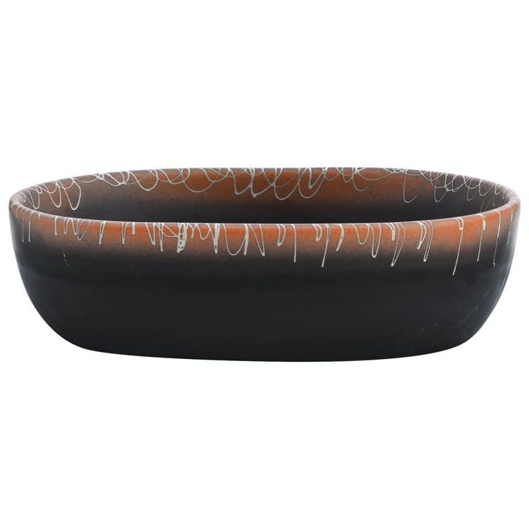 La stracture vidaxl étaitker ovaal 47x33x13 cm en céramique noir et orange