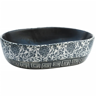 La stracture vidaxl étaitker ovaal 47x33x13 cm en céramique noir et bleu