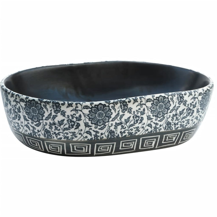 La stracture vidaxl étaitker ovaal 47x33x13 cm en céramique noir et bleu