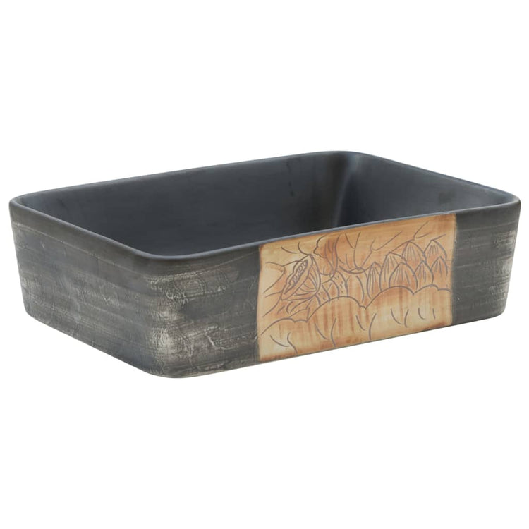 Vidaxl Stracht Wasbok Rectangular 46x35.5x13 cm Céramique noir et brun