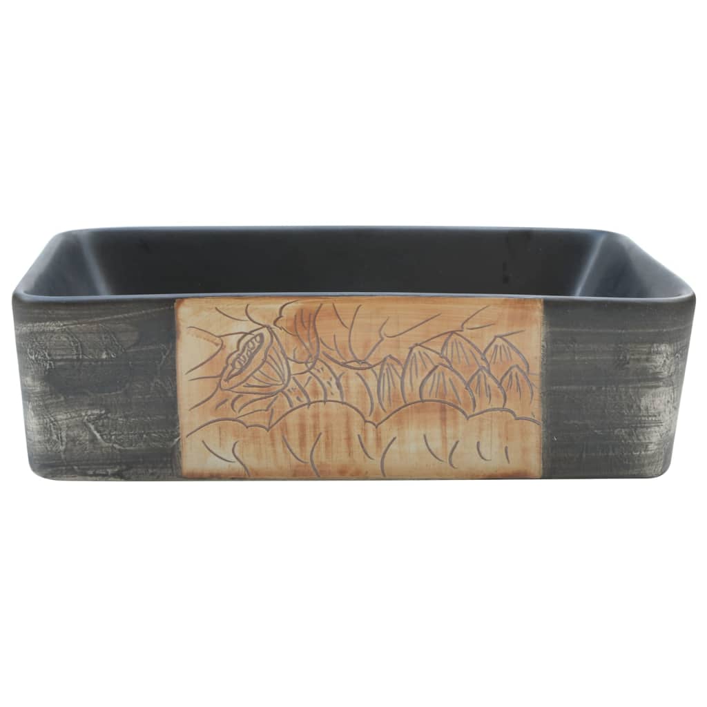 Vidaxl Stracht Wasbok Rectangular 46x35.5x13 cm Céramique noir et brun