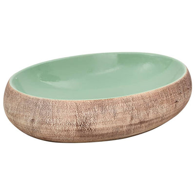 Vidaxl Staction Wasker Ovaal 59x40x15 cm Green et brun en céramique