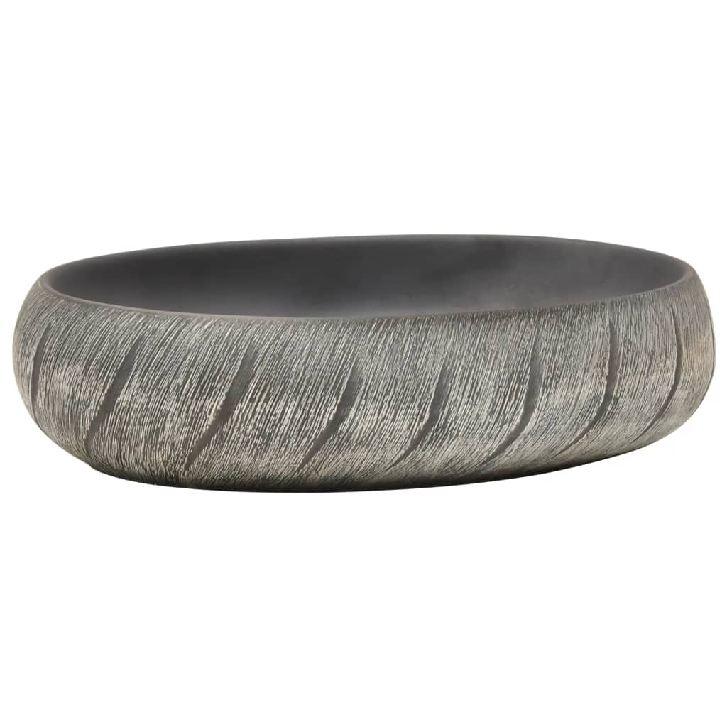 Vidaxl Staction Wasker Ovaal 59x40x15 cm Céramique noir et gris