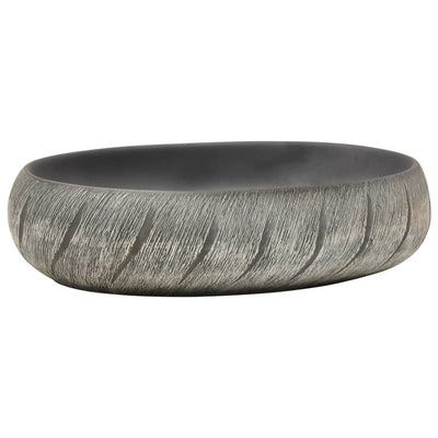 Vidaxl Staction Wasker Ovaal 59x40x15 cm Céramique noir et gris
