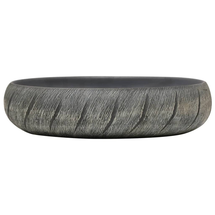 Vidaxl Staction Wasker Ovaal 59x40x15 cm Céramique noir et gris