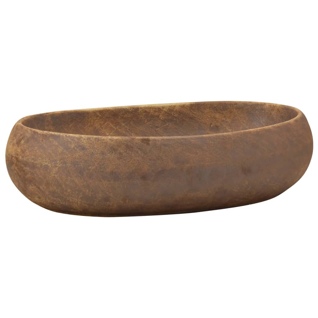Vidaxx évier à poser ovale 59x40x15 cm céramique marron