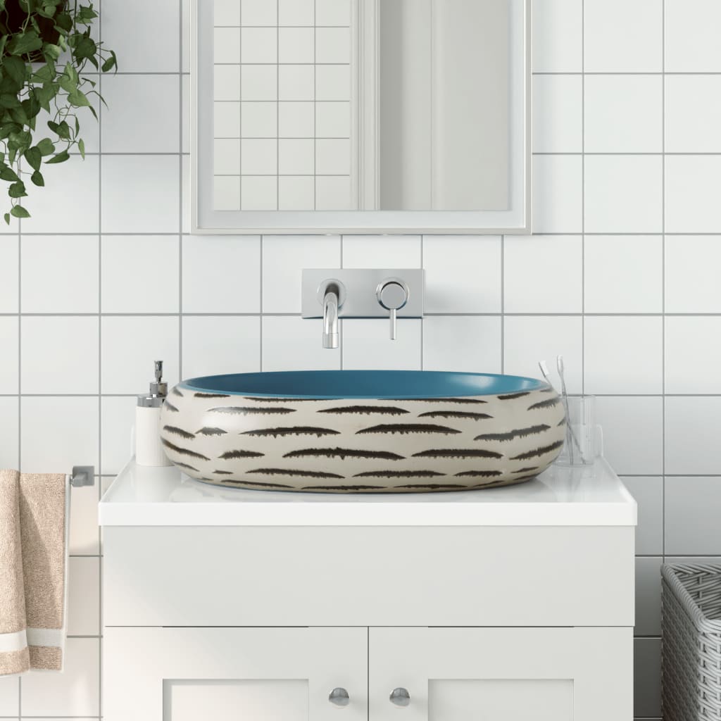 Vidaxl Staction Wasker Ovaal 59x40x15 cm Céramique Multi-Color