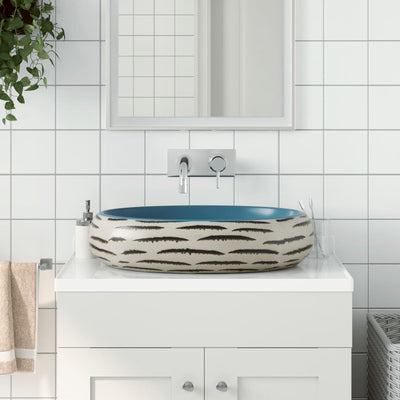 Vidaxl Staction Wasker Ovaal 59x40x15 cm Céramique Multi-Color