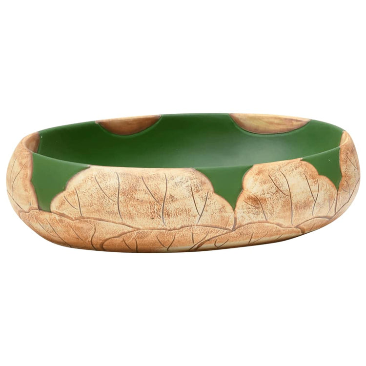 Vidaxl Staction Wasker Ovaal 59x40x15 cm Green et brun en céramique