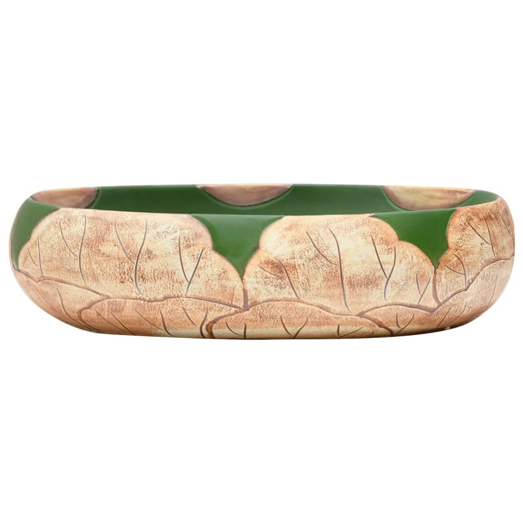 Vidaxl Staction Wasker Ovaal 59x40x15 cm Green et brun en céramique