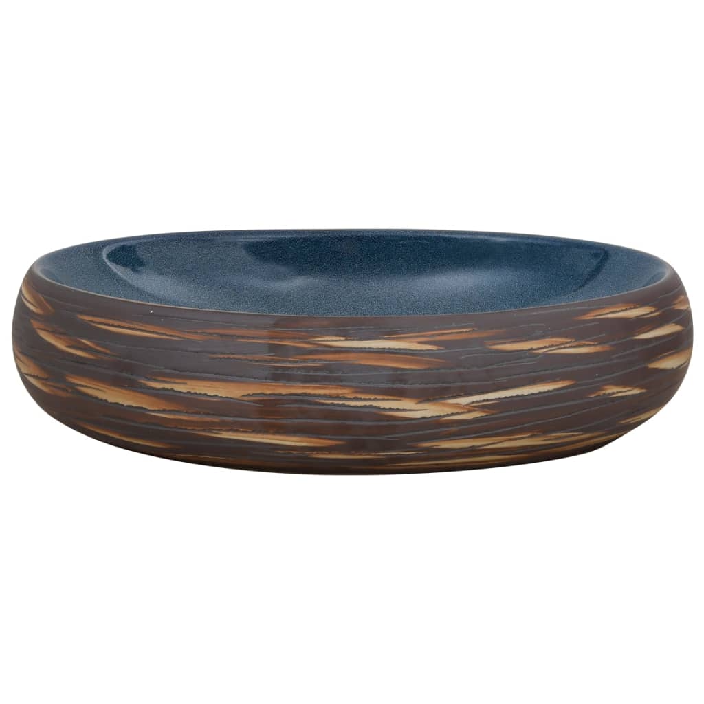 Vidaxx évier à poser ovale 59x40x15 cm céramique marron et bleu