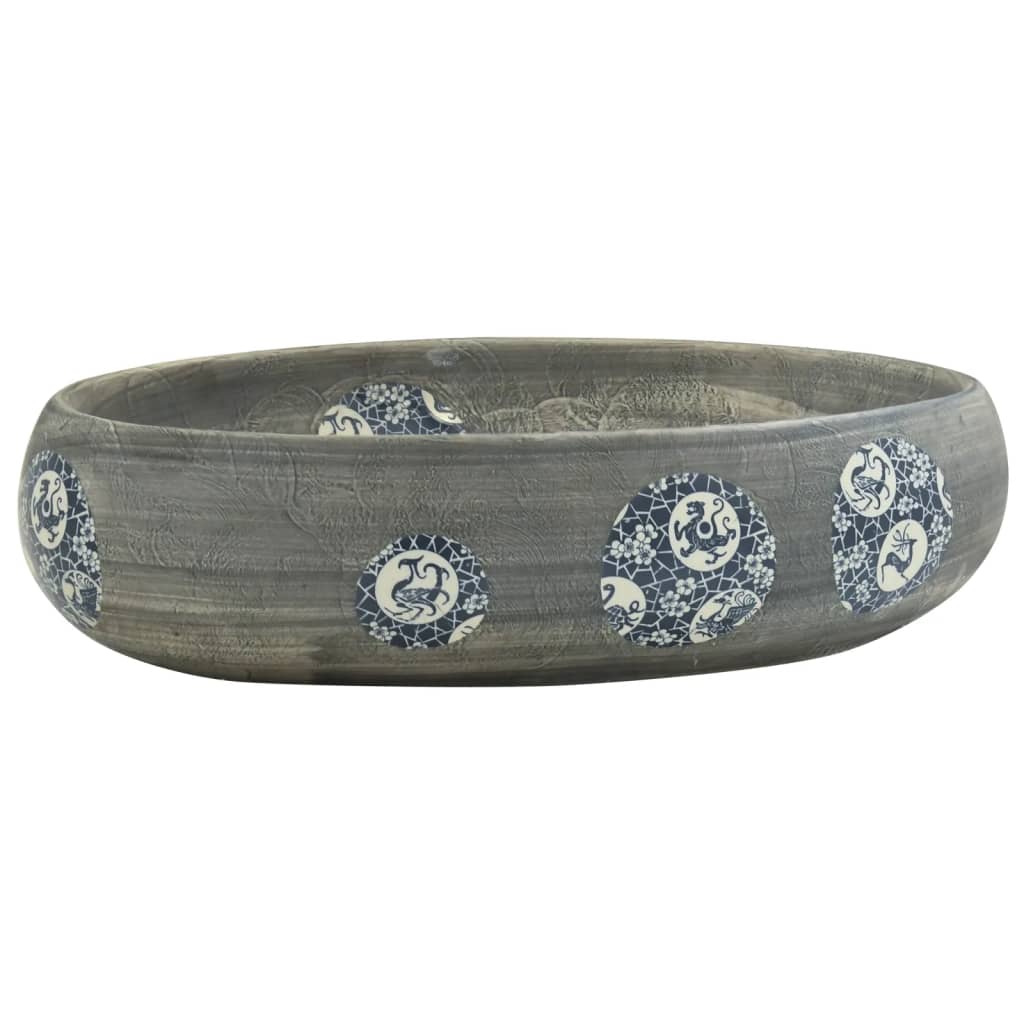 La stracture vidaxl étaitker ovaal 59x40x15 cm gris en céramique