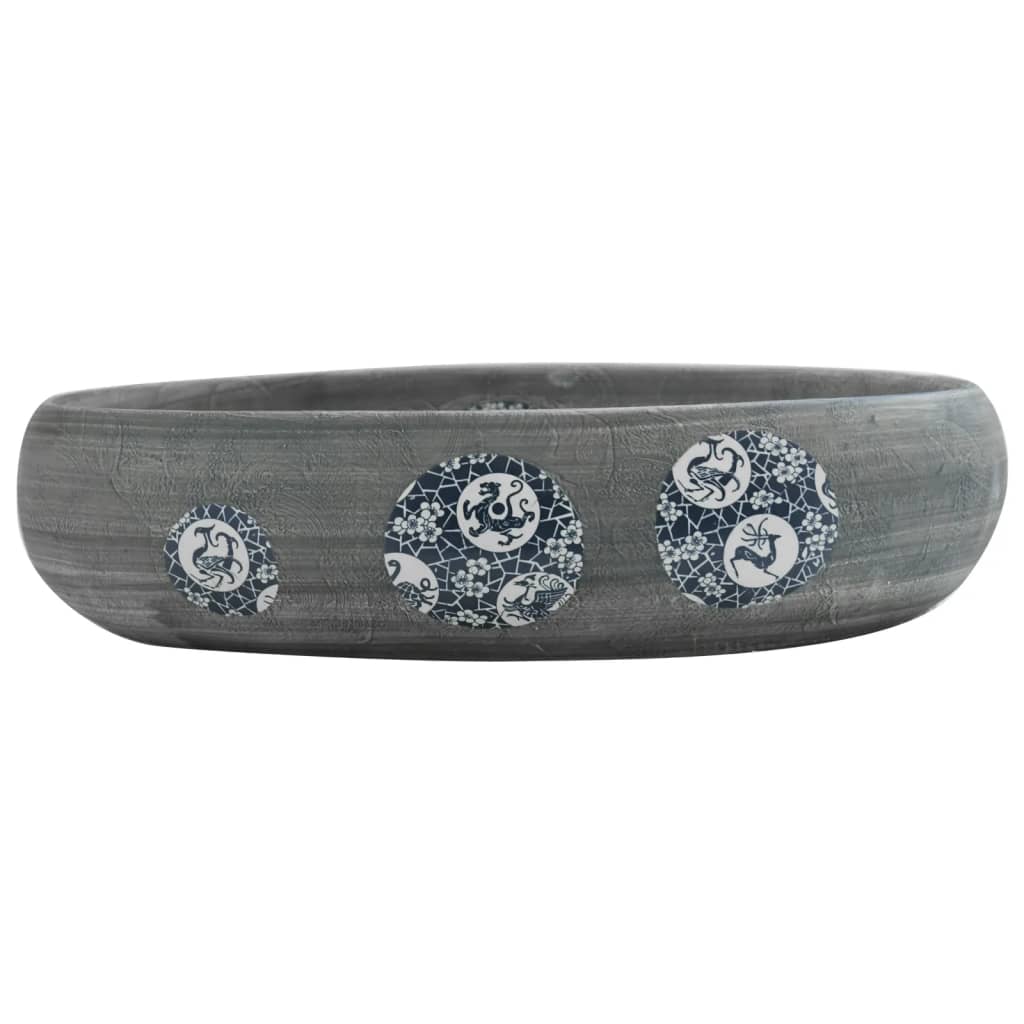 La stracture vidaxl étaitker ovaal 59x40x15 cm gris en céramique