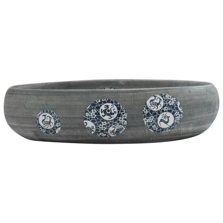 La stracture vidaxl étaitker ovaal 59x40x15 cm gris en céramique